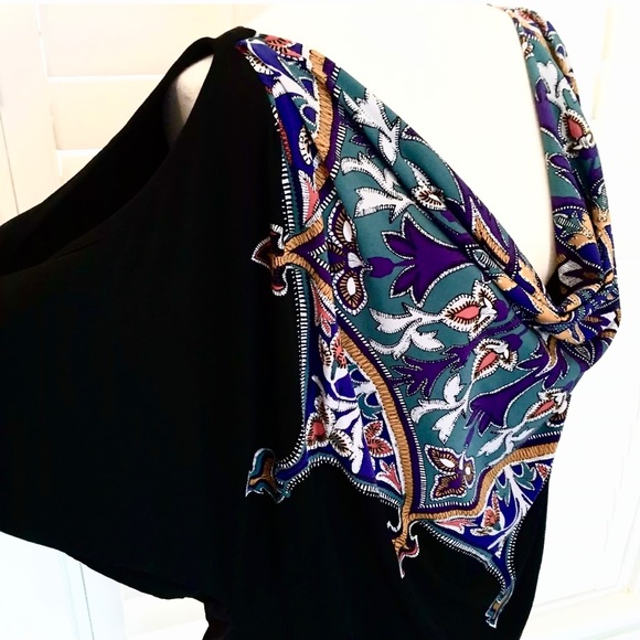 Nicole Miller Black Open Shoulder Stretch Dress - Picture 9 of 14